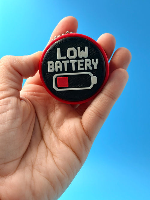 3D Printed Low Battery Fidget Keychain | Stress Relief Bag Charm