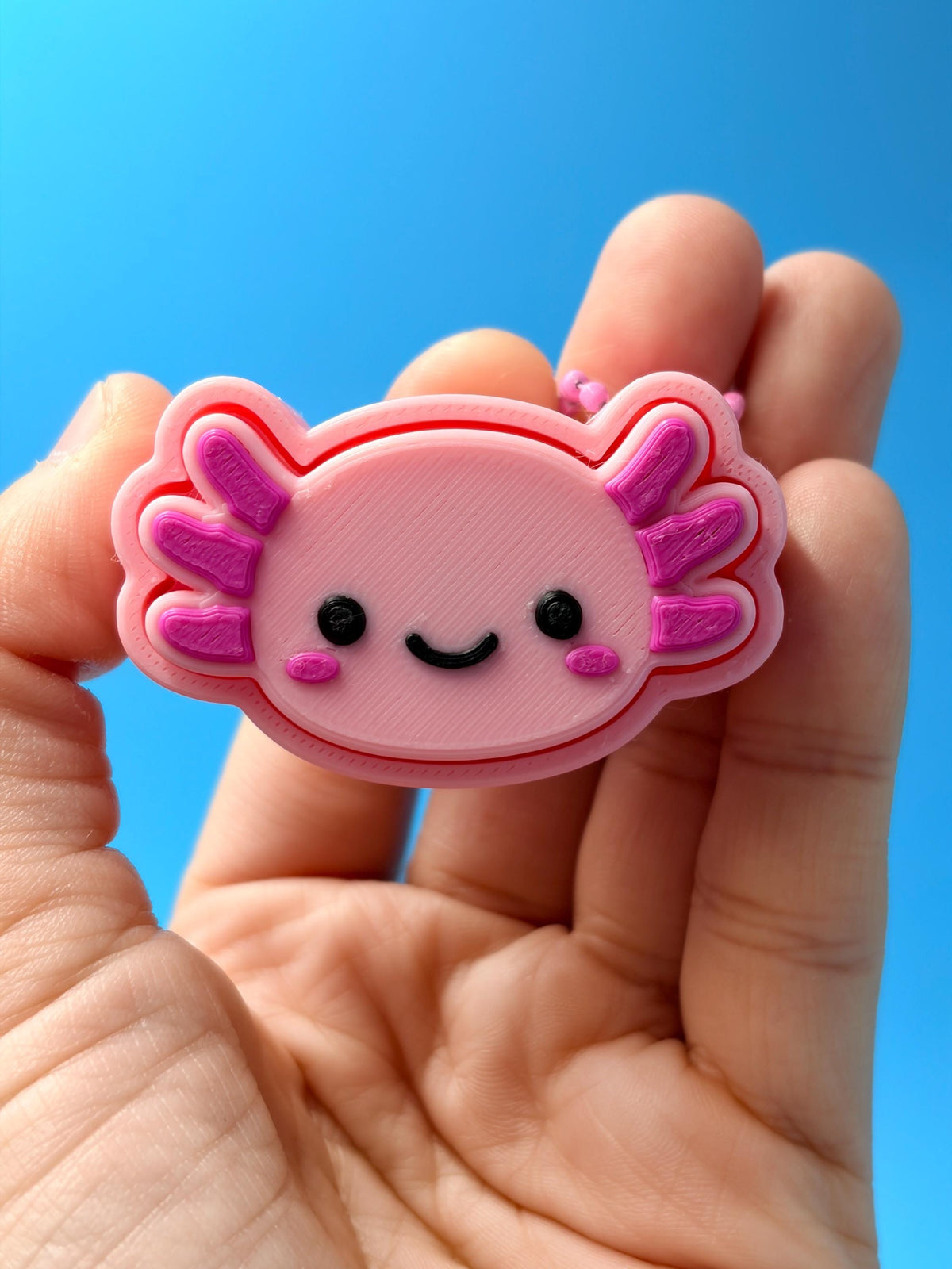 3D Printed Axolotl Clicker Keychain | Kawaii Fidget Bag Charm, Stress Toy