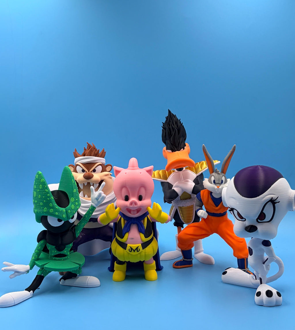 Nostalgic Cartoon Mashup Figures | Fan Art Collectibles | Anime x Classic Cartoon Crossover