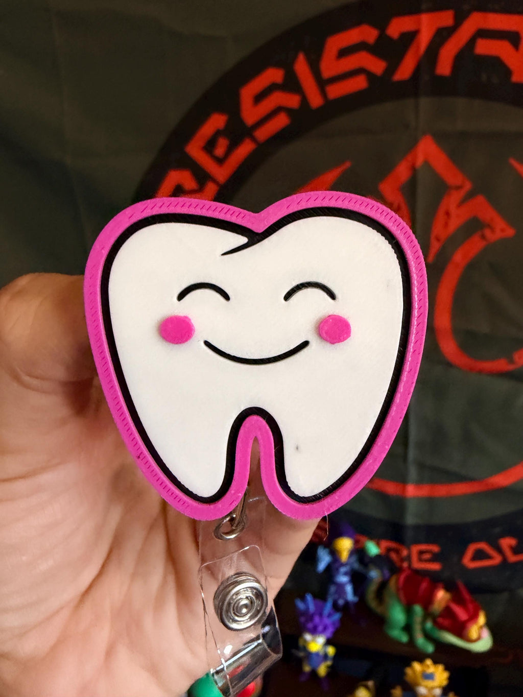 Smiling Tooth Badge Reel | Dental Hygienist, Dentist ID Holder (Retractable)