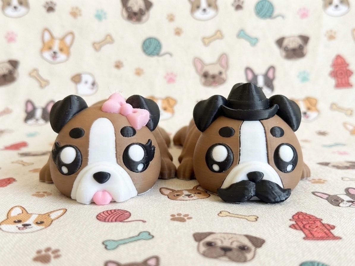3D Printed Flexi dog Couple - Kawaii Pup Set - His & Hers