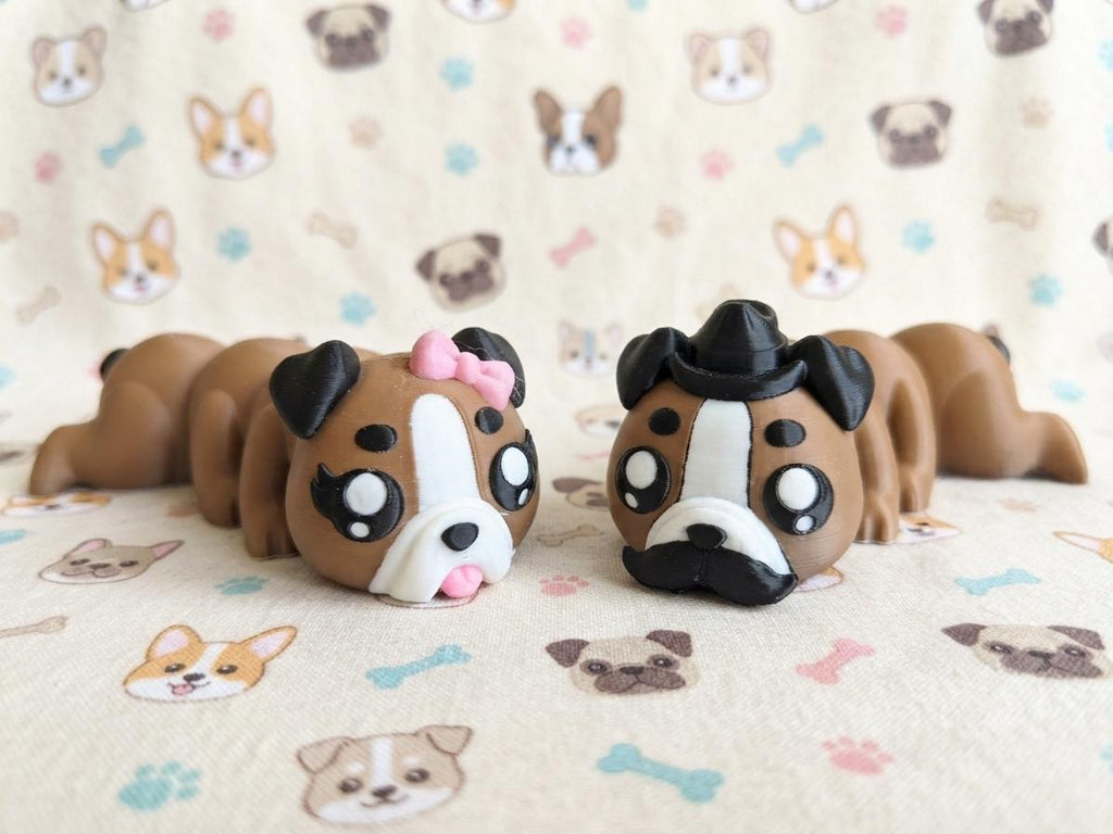3D Printed Flexi dog Couple - Kawaii Pup Set - His & Hers