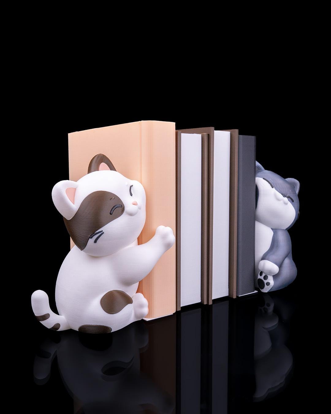 Cute Cat Bookends – Cozy Snuggles 19cm Book Holder, Desk Decor