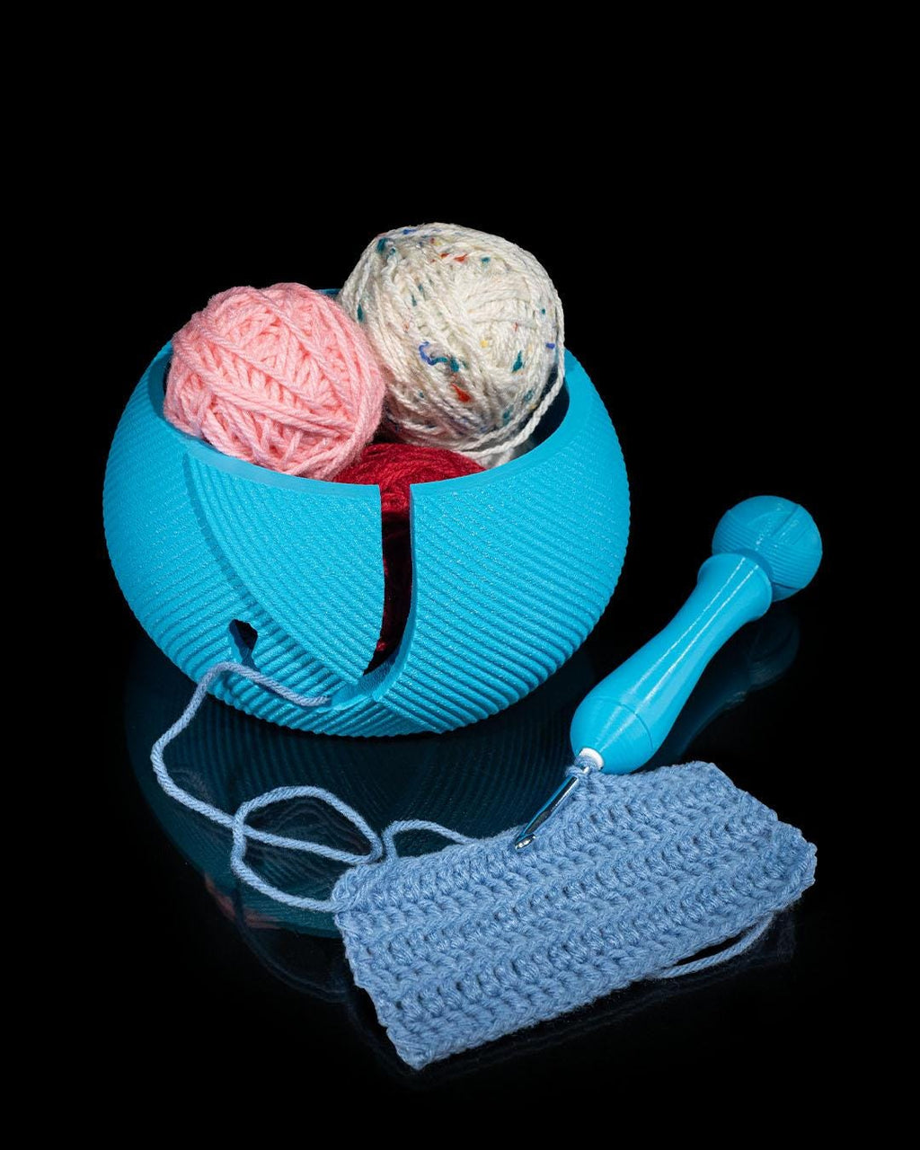 Pull the Strings Yarn Bowl & Crochet Hook Holder Kit – 3D Printed Fiber Arts Organizer