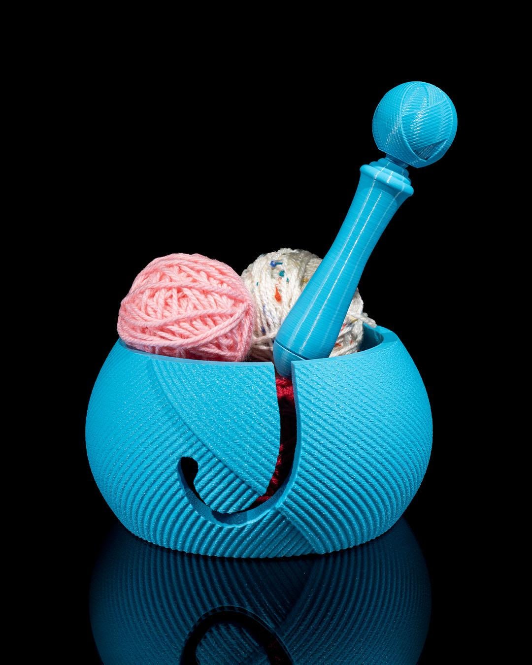 Pull the Strings Yarn Bowl & Crochet Hook Holder Kit – 3D Printed Fiber Arts Organizer
