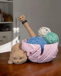 Kit-Cat Yarn Bowl & Crochet Hook Holder Set – Adorable Cat-Themed Fiber Arts Organizer