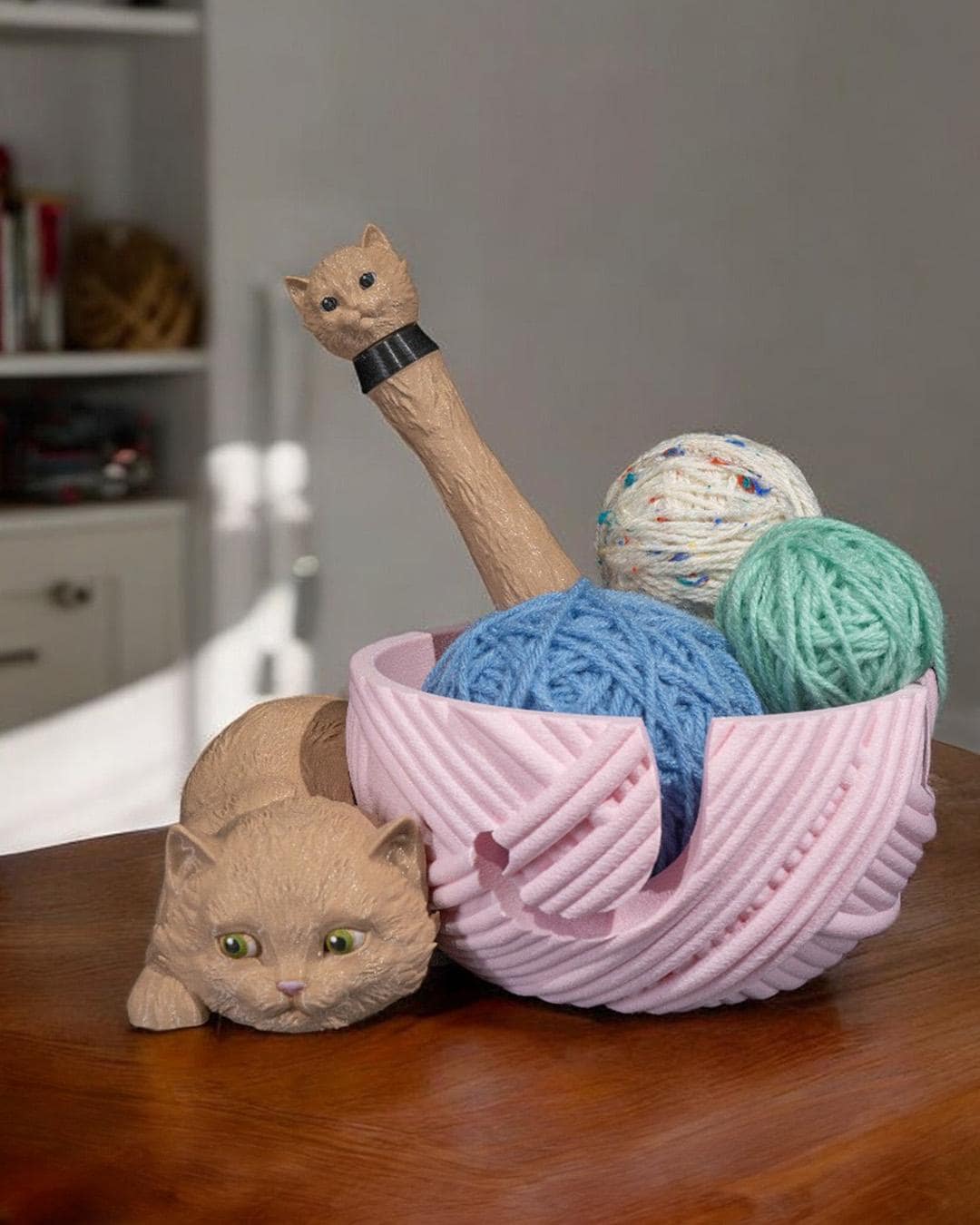 Kit-Cat Yarn Bowl & Crochet Hook Holder Set – Adorable Cat-Themed Fiber Arts Organizer