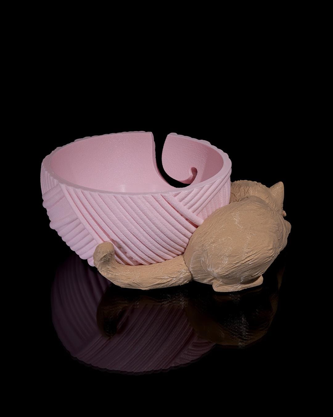 Kit-Cat Yarn Bowl & Crochet Hook Holder Set – Adorable Cat-Themed Fiber Arts Organizer