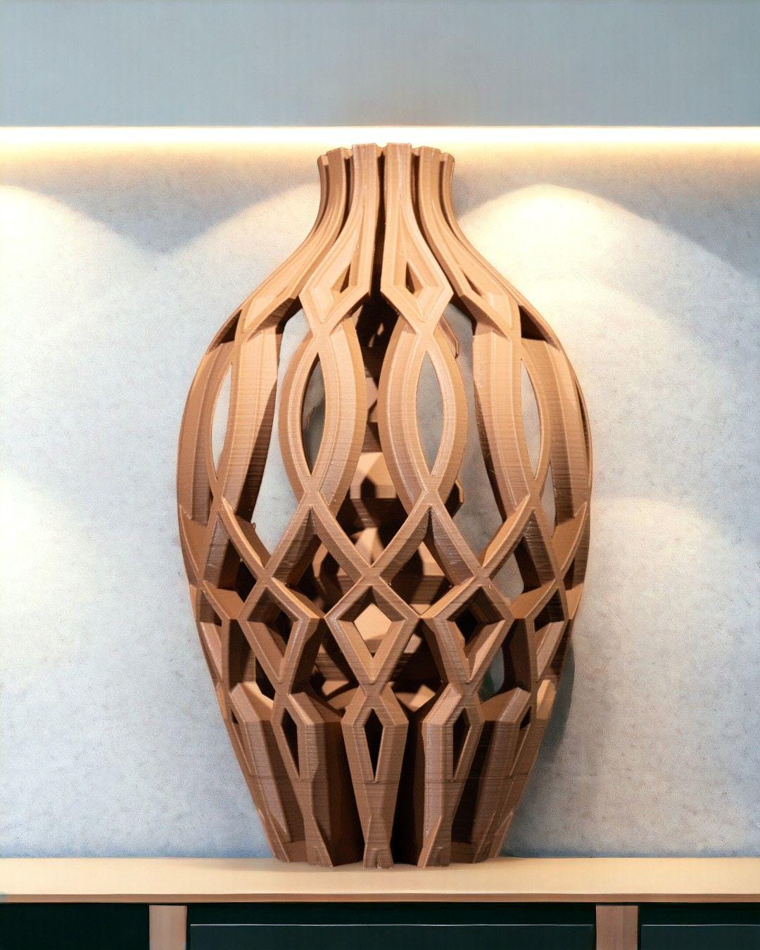 3D Printed Vista Vase – Decorative 3D Printed Lattice Flower Vase, Modern Home Decor