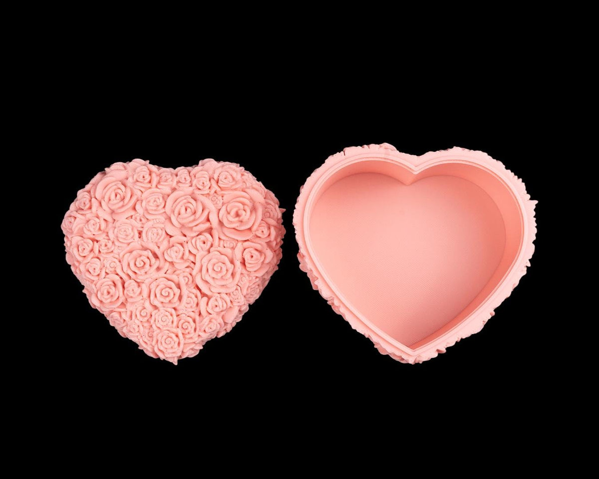Petal Heart Container – Floral Rose Heart Box, Romantic Gift Storage