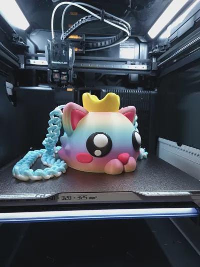 Cat head bag with removable crown | Gradient kawaii organizer