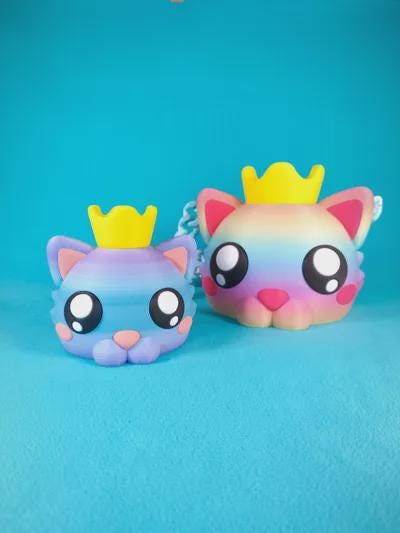 Cat head piggy bank with removable crown | Choose your size