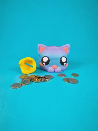 Cat head piggy bank with removable crown | Choose your size