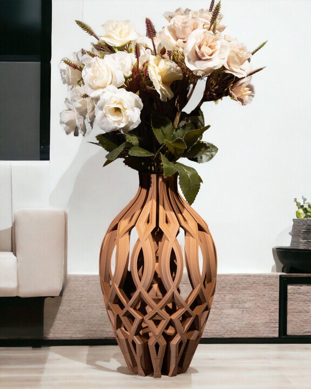 3D Printed Vista Vase – Decorative 3D Printed Lattice Flower Vase, Modern Home Decor