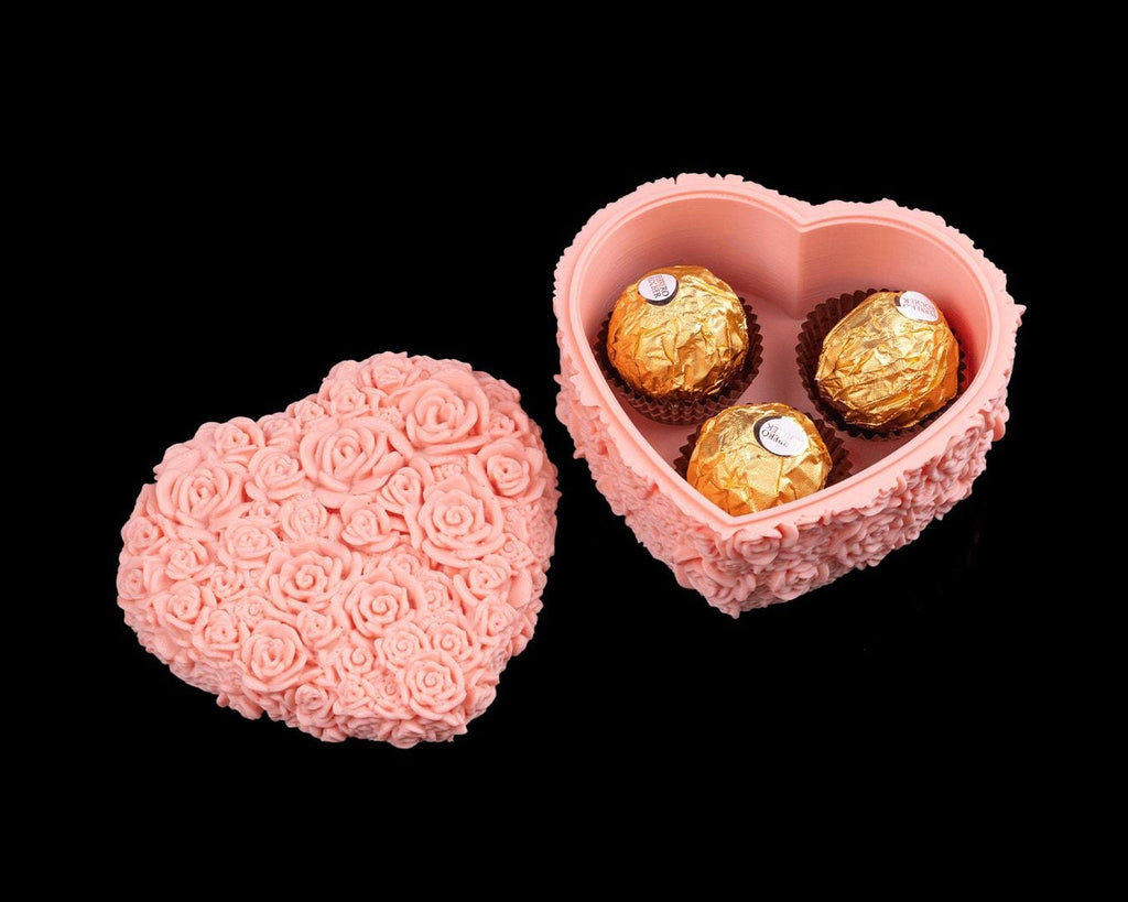 Petal Heart Container – Floral Rose Heart Box, Romantic Gift Storage