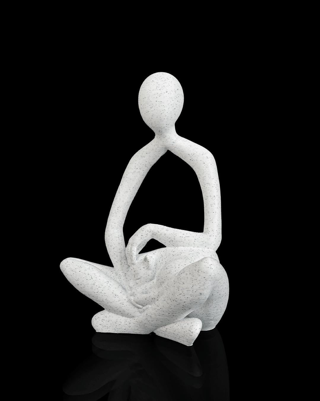 Lap Cat Statue - Person & Cat 16cm Sculpture  - Cat Lover Gift